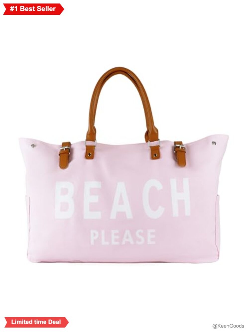 Extra Large Waterproof Canvas Beach Tote with Vegan Leather Handle